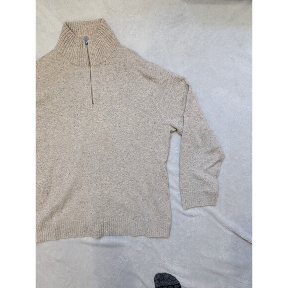 J Crew Merino Wool Sweater Mens Large L 1/4 Zip Long Sleeve Pullover - Picture 6 of 9